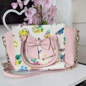 Betsey Johnson Pink and white Floral Crossbody Bag